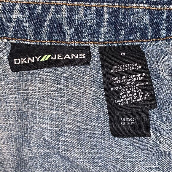 Vintage DKNY Jeans Denim Jacket Medium Y2K Mid Blue Peplum Trucker Womens - Picture 12 of 13